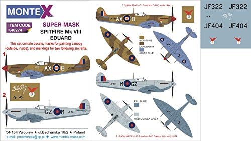 Montex Super Mask 1:48 Spitfire VIII for Eduard Kit Spraying Stencil #K48274