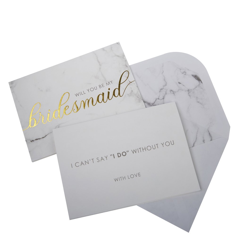 Neviti - Scripted Marble - Bridesmaid Cards with Envelopes, Pack of 3, 14.5 x 0.1 x 10.5 cm