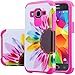 Galaxy Wireless Compatible for Samsung Galaxy Core Prime Case [Shock Absorption] Hybrid Dual Layer Armor Defender Protective Case Cover for Galaxy Core Prime Case, Pink Sunflower