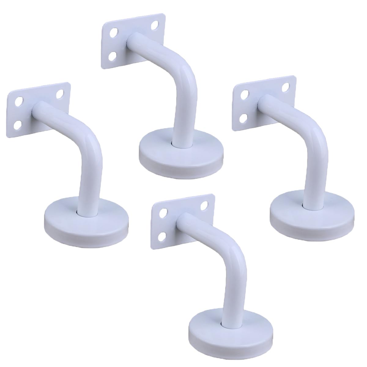 Set of 4 Stair Handrail Brackets Stainless Steel Handrail Holder Wall Mounted Heavy Duty Bannister Stair Hand Rail Brackets with Base Cover