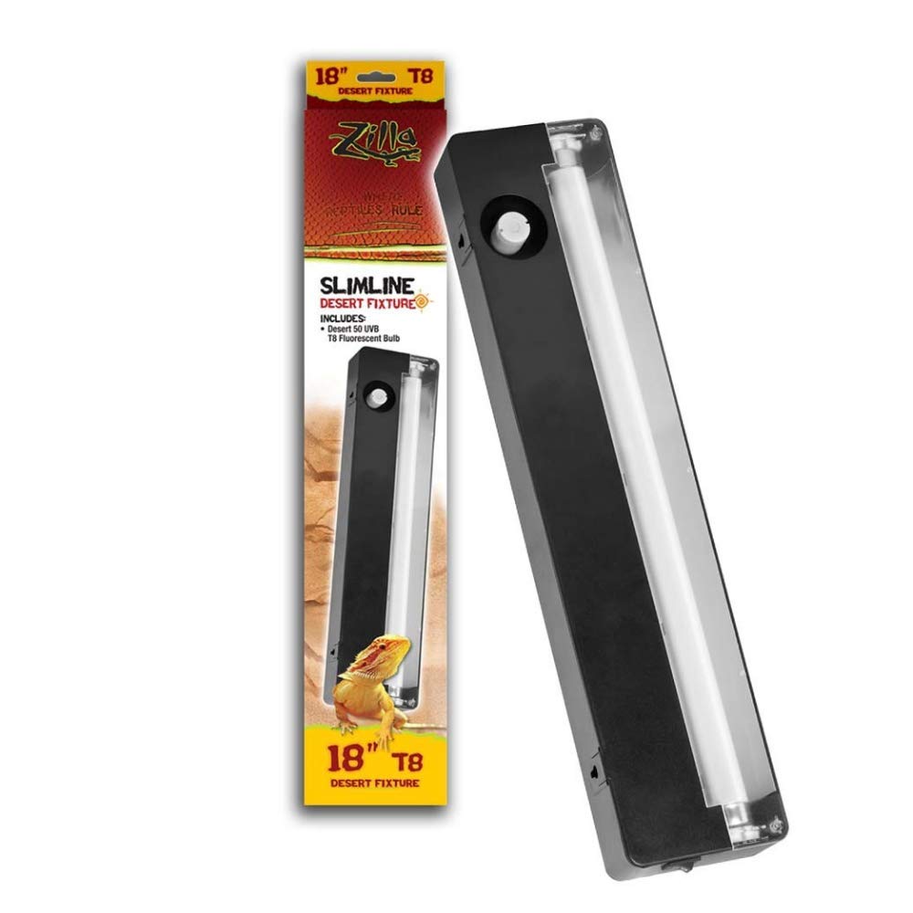 DBDPet 's Bundle with Zilla Slimline 18" T8 Desert UV-B Light with Fixture & Includes Pro-Tip Guide - for Bearded Dragons, Uromastyx, Tortoises, Monitors and Other Desert Reptiles