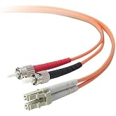Belkin Fiber Optic Cable, LC/ST Duplex Multimode, 3M, 50/125 | fiber patch cable, LC/ST connector, multimode fiber, 50/125 core, data center, server room, network fiber