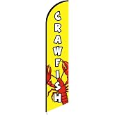Hillsuren Crawfish Sign Feather Flag 12 Feet Swooper Flag Sign for Outdoor Business Banner Feather Easy Hang Banner, Swooper Flags to Advertise