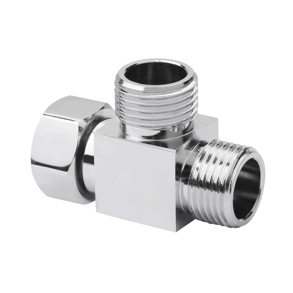 3 Way Shower Arm Diverter Valve Component, G1/2" Diverter Valve, Traditional Metal Shower Arm Brass Diverter T-Adapter Valve 3-Way Tee Connector for Handheld Bidet and Sprayer (Style E)