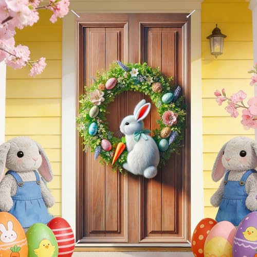 Nuxovilar Bunny Egg Easter Door Cover Banner 35x71 Inches Polyester at Amazon