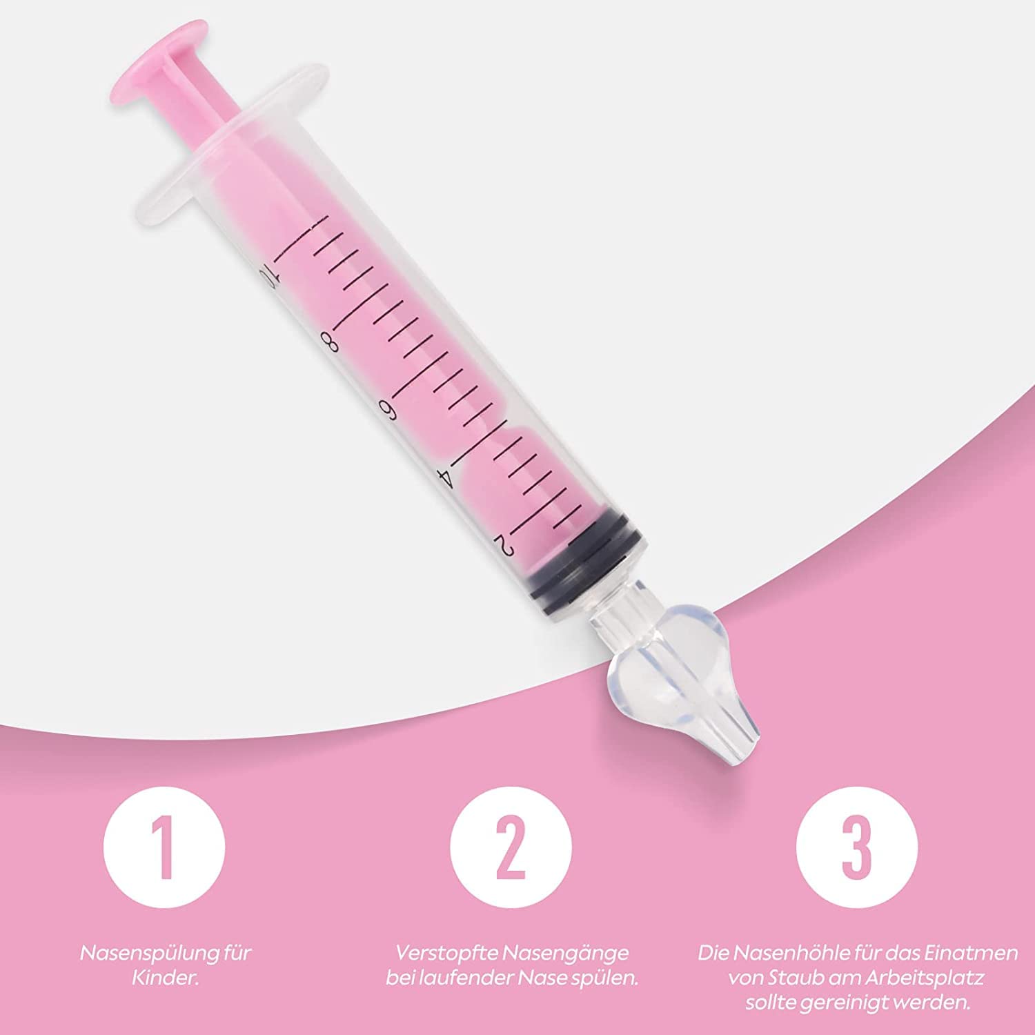 Baby Nose Sucker - 2PCS Professional Nasal Syringe with Cleanable, Reusable Silicone Tip for Irrigation, Spray, Hygiene (Pink)