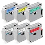 Compatible Brother P-touch M Tape 12mm 1/2Inch M-K131 M-K231 M-K431 M-K531 M-K631 M-K731 Label Tape, Replace for Brother Label Maker PT-90 PT-M95 PT-70BM PT-65 PT-85 PT-45,0.47Inch x 26.2 Ft(8m),6Pack