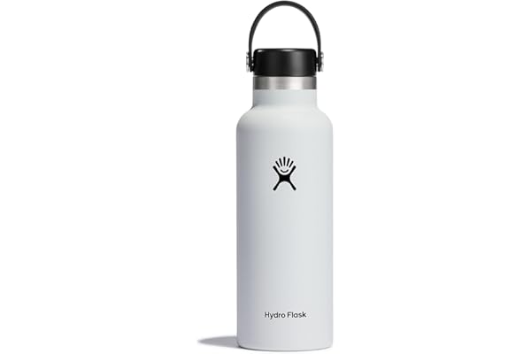 Hydro Flask Stainless Steel Standard Mouth Water Bottle with Flex Cap and Double-Wall Vacuum Insulation