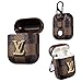 New Luxury Designer PU Leather Fashion Graphic Style Full Protective Cover for Apple Airpods Wireless Headset Charging Box with Hook Handle (Brown) ... (Bronze)