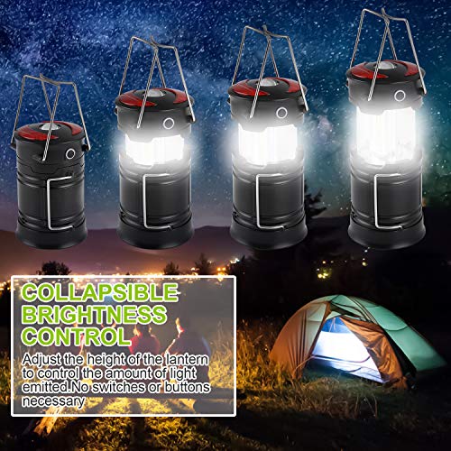 MOICO 2 Pack LED Camping Lantern, Rechargeable 4 Modes Camping Lights, 500 Lumen, Collapsible, Water Resistant Light, Battery-Powered Lanterns for Camping Outdoor Hurricane Outage& Emergency