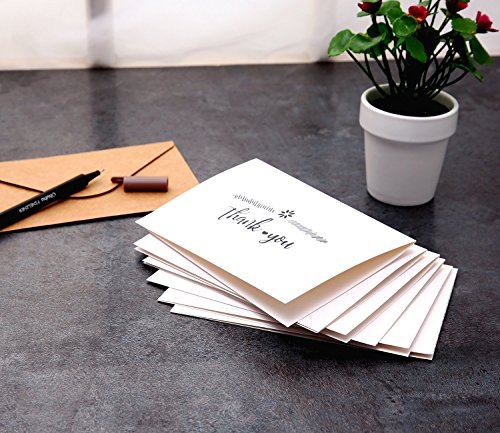 Ohuhu Assorted Thank You Cards, 48 Pack Thank U Greeting Cards Folded Thank You Note Cards of 6 Designs W/ 48 Brown Kraft Paper Envelopes and 48 Pcs Stickers for Wedding, Baby Shower, Graduation - Thumbnail 5
