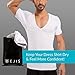 Ejis Sweatproof Undershirts Men w/Sweat Pads & Real Silver Micro Modal Deep V (Medium, White)