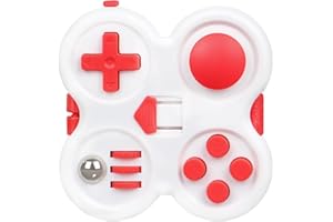 QOOLBUY Premium Fidget Pad Toy,Relief Stress and Anxiety,Fidget Buttons Controller to Kill Time,Fidget Game Pad for Kids and Adults with Autism,ADD,ADHD (White-Red)