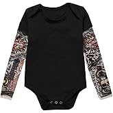AYIYO Baby Boys Long Sleeves Mesh Tattoo Sleeves Bodysuit Outfit