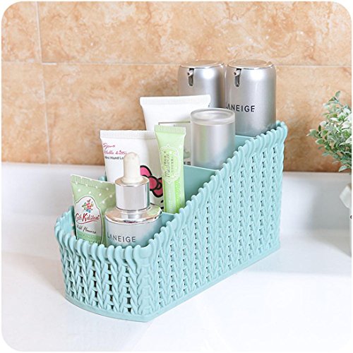 Kecar Cosmetic Storage Basket - Desktop Office Storage Organizer Storage Rack - Creative Three-layer Makeup Desk Office Supply Organizer (Light Blue)