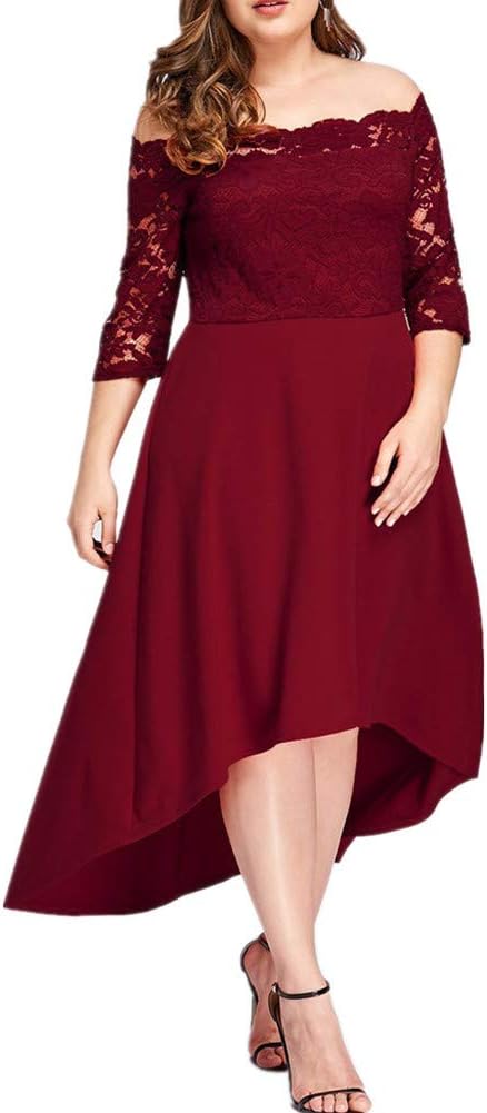 Plus Size Women Casual Three Quarter Off Shoulder Boho Lace Long Dress Leopard Print Dress Monsoon Dresses Tunic Dress Black midi Dress Skater Dress mesh Dress Burgundy Dress Peplum Dress