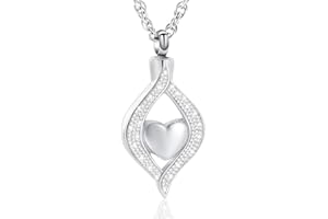 Teardrop Cremation Urn Necklace Memorial Ash Keepsake Pendant with Free Double Buckle Chain