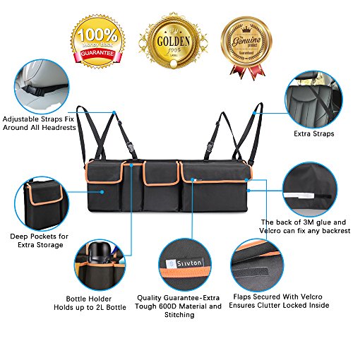 Backseat Trunk Organizer, Space Saving Car Trunk Organizer with Bottom Plate and Lid Trunk Storage for Kids, Travel, Heavy Duty 4 Pocket Auto Interior Cargo Accessories SUV & Car Organizer - Thumbnail 2