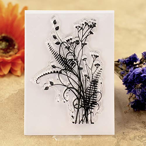 KWELLAM 6pcs/Lot Dandelion Lavender Flowers Leaves Mandarin Duck Stamp Rubber Clear Stamps for Photo Album Decorative Card Making and DIY Scrapbooking - Thumbnail 2