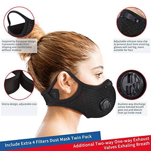 WNIEYO Dust Mask, Hanging Ear and Reusable Breathing Mask, With Extra N99 Activated Carbon Filter for Dust Protection, Pollen Allergy, Gardening, Sports, Cycling and Running in Cold Weather(2)