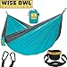 Wise Owl Outfitters Camping Hammock - Portable Hammock Double Hammock Camping up to 500lbs, Accessories for Outdoor, Indoor w/Tree Straps, Double Blue & Grey