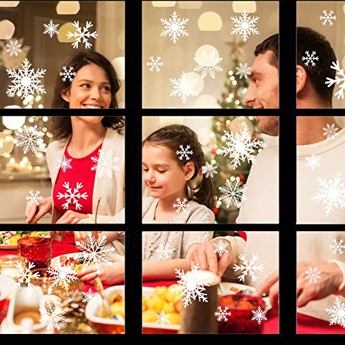 VGOODALL Schneeflocken Fenstersticker, 7 Blätter mit 1 Abstreicher Schneeflocken Fensteraufkleber Fensterbilder für Weihnachtsdeko Fensterdeko Winterdeko