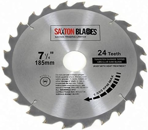 TCT18524T Saxton TCT Circular Wood Saw Blade 185mm x 30mm Bore x 24T for Bosch Makita Dewalt Fits 190mm Saws