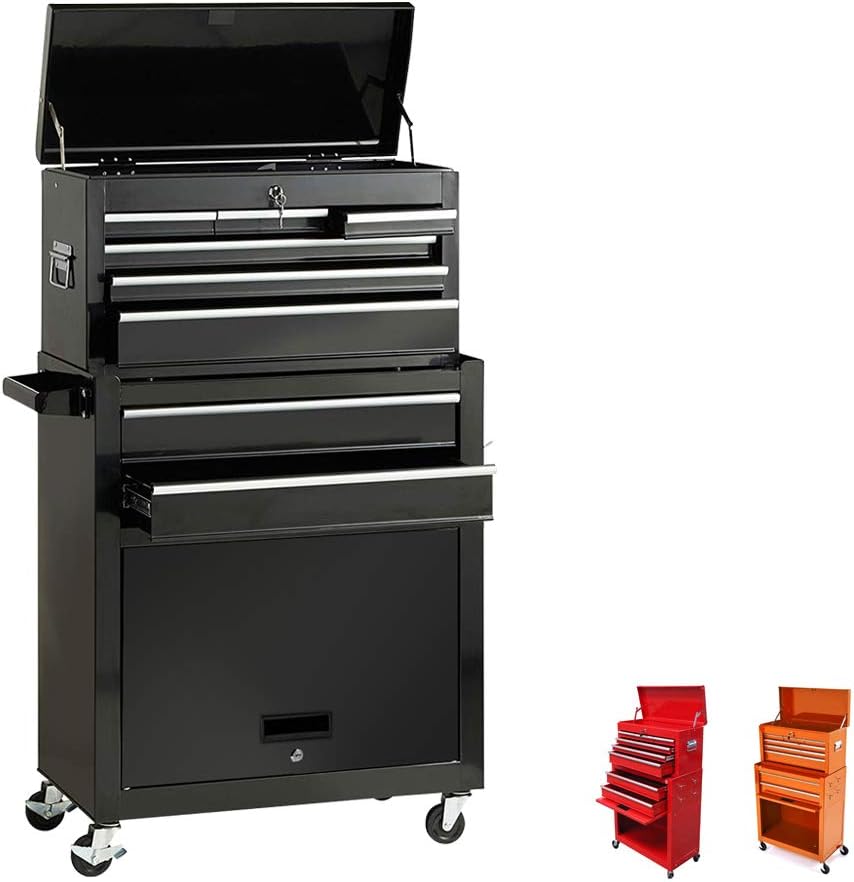 Portable Tool Storage Box 2 In 1 Rolling Tool Chest Removable Tool