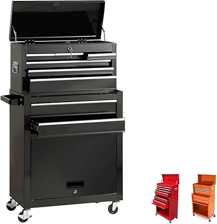Portable Tool Storage Box 2 In 1 Rolling Tool Chest Removable Tool