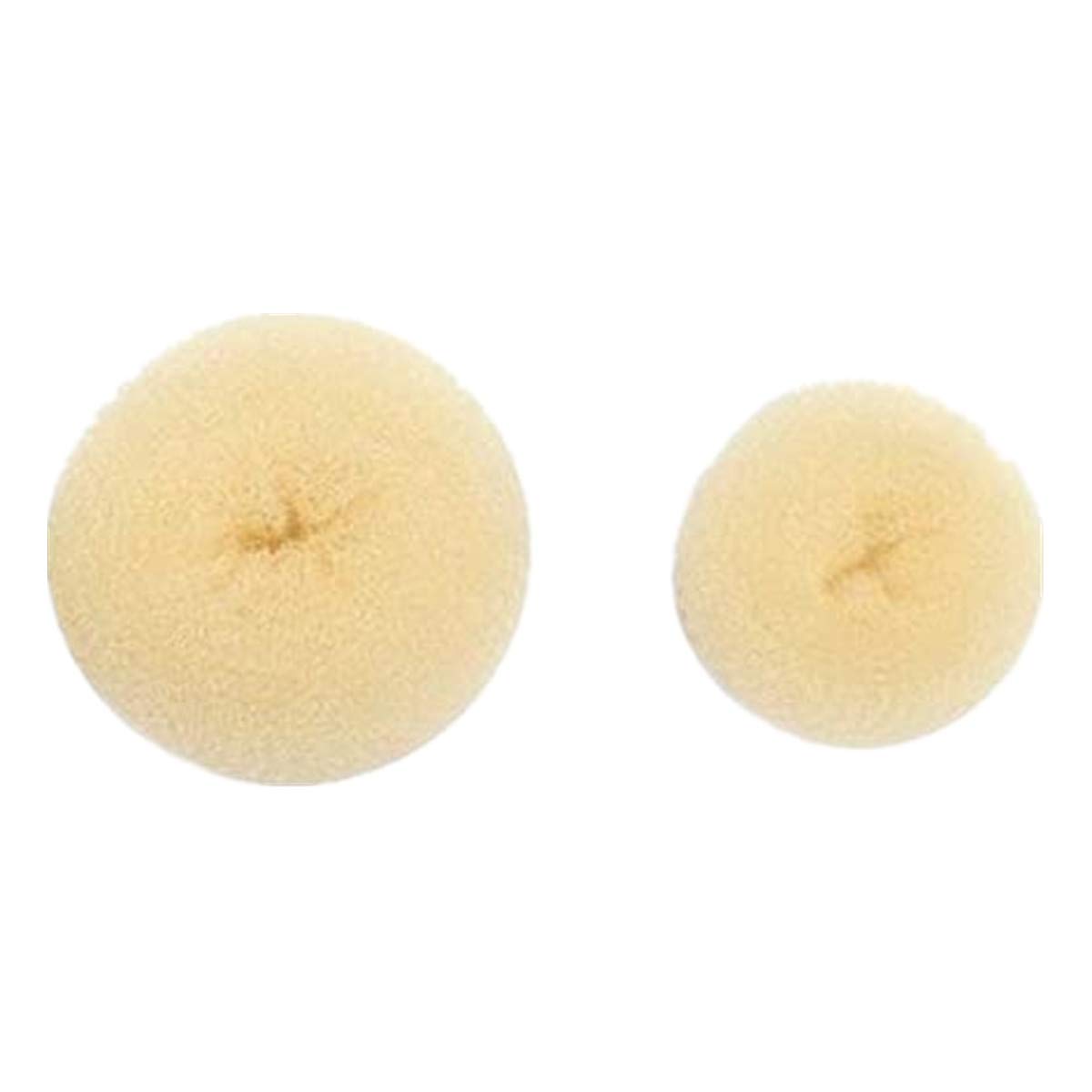 CareforYou® Children Kids Girls Ballet Dance Hair Bun Donut Ring Shaper Hair Styler Maker Doughnut Former Sponge PACK OF 2 SIZES Small & Medium (Beige)