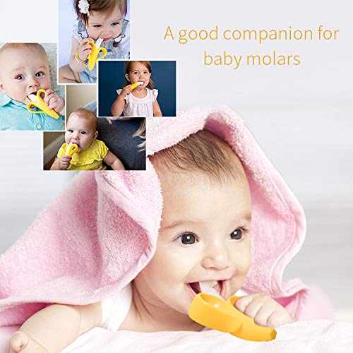 Sunamy Safe Banana Toothbrush Baby Teether BPA Free, Infant Toddler