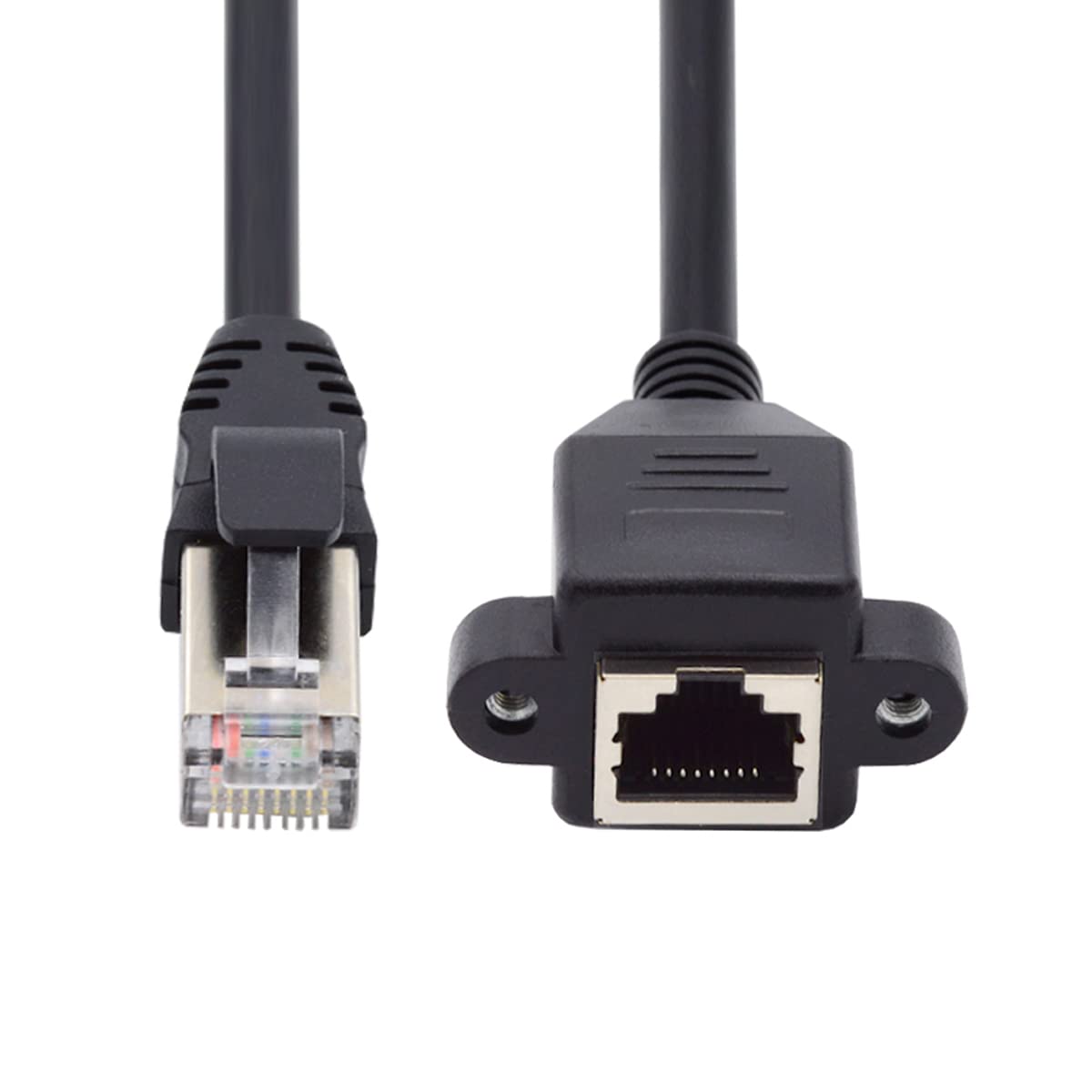 Cablecc 30cm 8P8C FTP STP UTP CAT 5e Male to Female LAN Ethernet Network Extension Cable with Panel Mounting Holes