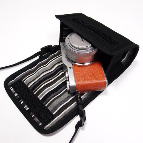 Suono LUMIX GX850 case / LUMIX GF9 case (black/Alba gray) - With a carabiner - hand-made