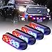 Xprite Red & Blue 4 LED 4 Watt Surface Mount Deck Dash Grill Grille Strobe Lights Warning Police Light for Emergency Vehicle - 4 Pieces