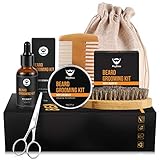 Maybeau Beard Care Kit, 7 in 1 Beard Grooming & Trimming Kit for Men with 2oz Beard Balm, 1oz Beard Oil, Beard Brush, Comb, Scissors, Beard Shaper and A Cool Burlap Bag