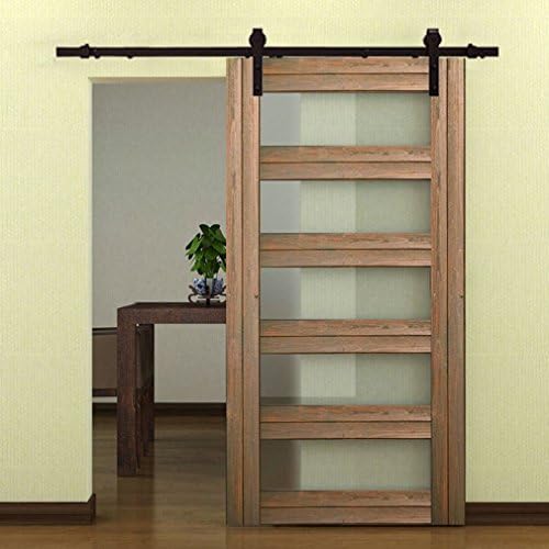 Sliding Barn Door Hardware Kit, Goldlion66 Ultra Quiet Heavy Duty Roller Door Barn Basic Closet Track Kit Set (6.6 ft, J Style)