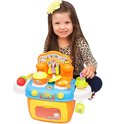 FUNERICA Compact Toy Kitchen Set Toy Stove Top and Play Oven with Lights and Sounds Play