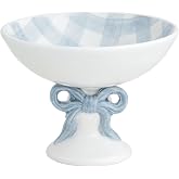 Mud Pie Ceramic Gingham Bow Candy Dish