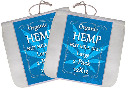 Organic hemp nut milk bag - 2 pack - extra large 12"x12"…