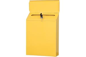 Yellow Metal Lock Box, Wall-Mount Mailbox with Key Lock – Secure Drop Box for Front Door, Office & Outdoor Use