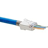 trueCABLE Cat5e RJ45 Pass Through Modular Plugs, Shielded (STP) Internal Ground Connector, UL Listed, EZ Crimp, Gold Plated 3 Prong 8P8C, 20 Pieces