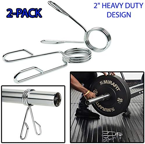 Sunnady 2-Pack Heavy Duty Design Olympic 2" Spring Collar Weight Bars Clips Dumbbell Barbell Clamp Bar Gym with 3 Cycle Ideal for Replacing Lost Or Damaged Collars