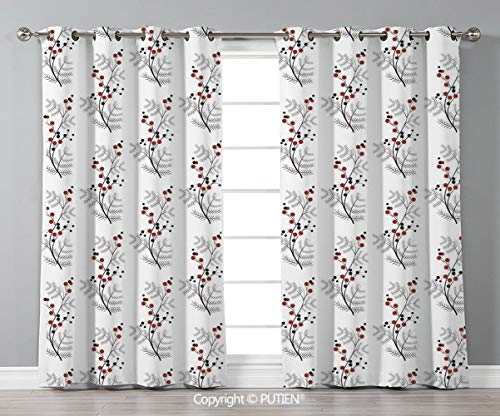 Grommet Blackout Window Curtains Drapes Floral Curvy Flower