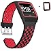 SKYLET Compatible with Fitbit Ionic Bands for Men with Case, Soft Replacement Sport Wristband Compatible with Fitbit Ionic Smart Watch with Metal Clasp Women[Black-Red]