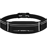 WATERFLY Running Belt Fanny Pack: Slim Lightweight 3 Pockets for Women Men | Phone Holder up to 6.9", 27"-37" Adjustable Reflective Waist Belt, Water-Resistant Fabric, No Bounce, Running Jogging Fitness