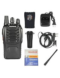 3 Pack Walkie Talkie 16 CH señal de correa UHF 400   470 MHz ammiy Long Range Radio Baofeng BF 888S recargable Two Way Headset construido en linterna LED con cargador de pared (3 unidades de radios)