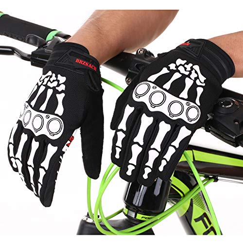 BRZSACR Mountain Bike Riding Gloves Road Racing Cycling Gloves Touch Recognition Skull Bones Design Riding Motorcycle Riding Mountaineering Gardening Gloves(Black, L) - Thumbnail 4