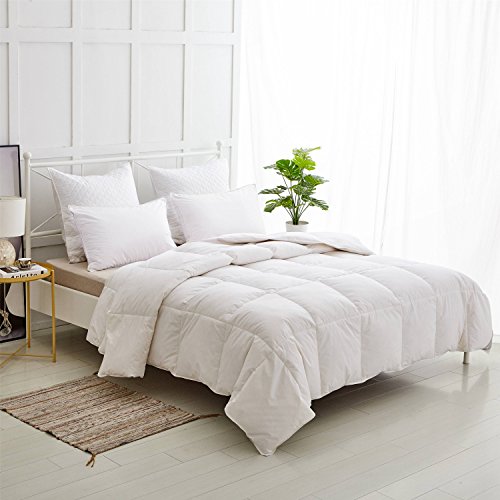 Double Size Duvet - Luxury White Goose Feather and Down Duvet, 13.5 Tog Bed Quilt, 100% Cotton Shell, Anti-dust mite & Feather-proof Fabric, All Season