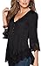Angashion Women's Flare Sleeve Lace Splice Loose Trim Casual Blouse T-shirt Tops