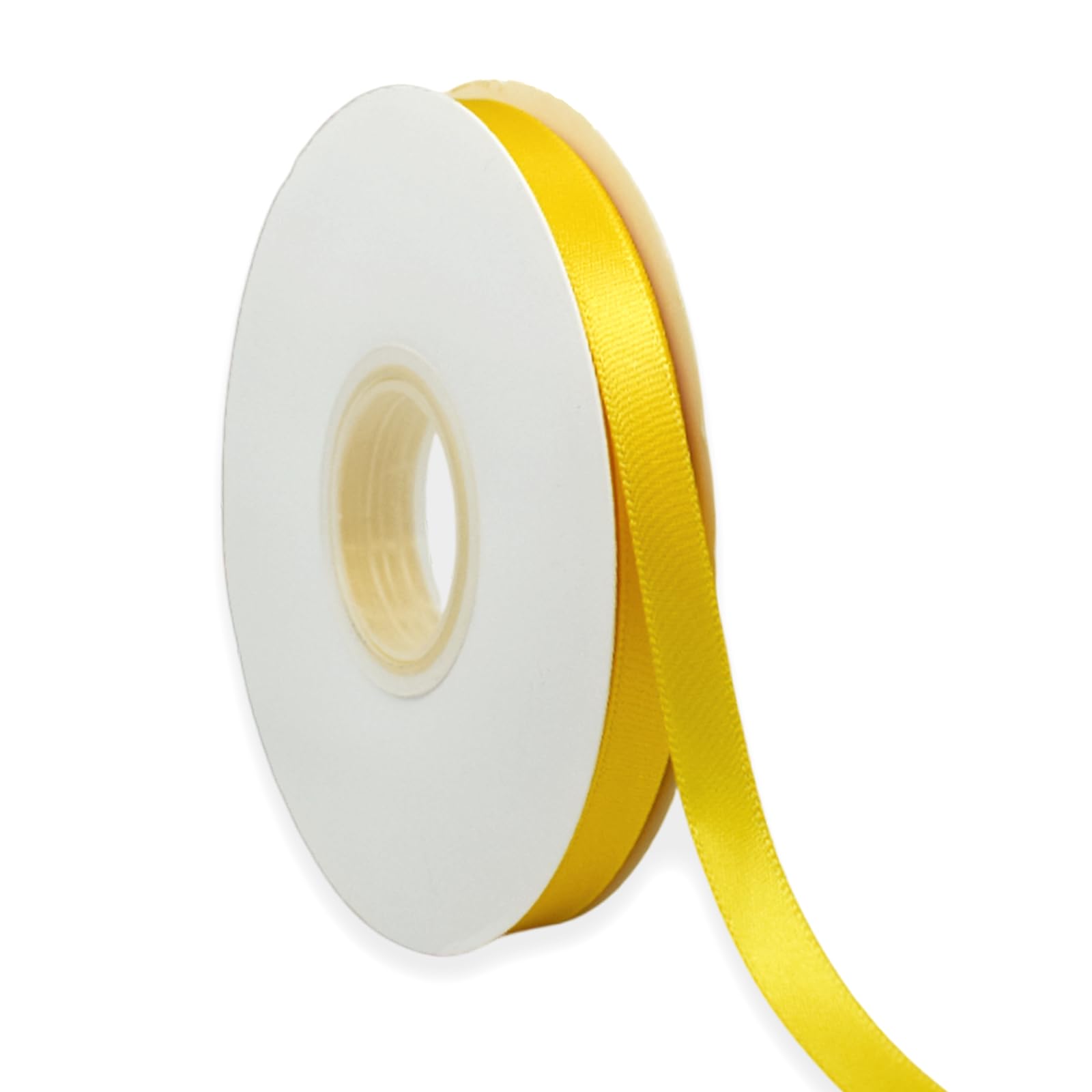 Photo 1 of Yellow Ribbon 3/8 Inch x 50 Yards Satin Ribbon Continuous, Single Face, for Crafts, Gift Wrapping, Floral Bouquet, Weddings, and Decorations, with Spool